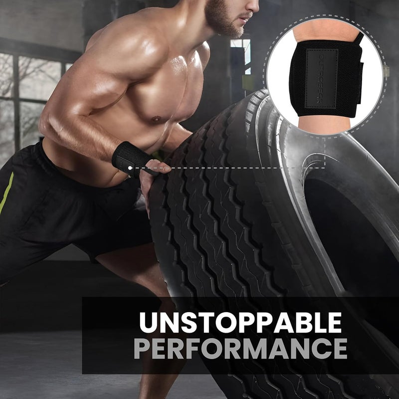 OUTRAGEAR 18" OG-Grade Wrist Wraps for Weightlifting – Heavy Duty Wrist Support with Thumb Loop & Lockdown Strap – Wrist Straps for Powerlifting, Bench Press & Gym Training - Image 4